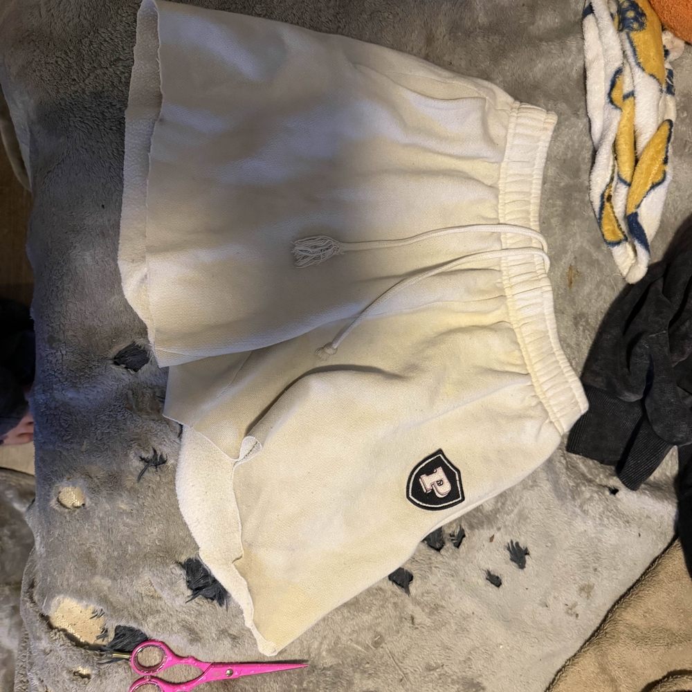 Cream Shorts with Logo Patch